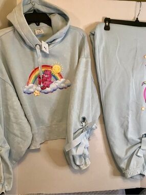 Puma Care Bears X Sesame Street Relaxed Pullover Fleece Hoodie & Pants set L NWT